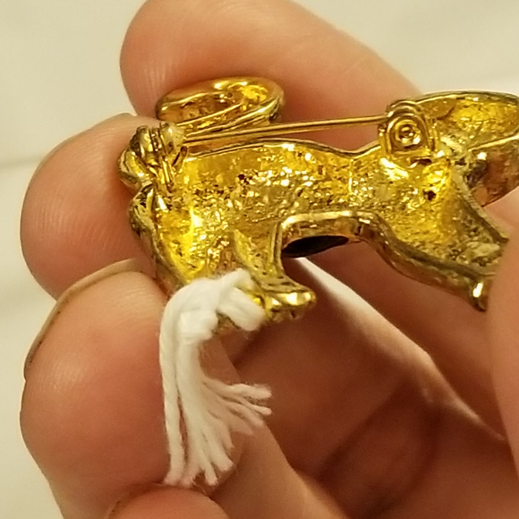 NWT Black Gold Cat Pin Brooch Glass Crystal Collar - Picture 3 of 8